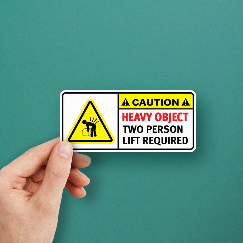 Caution Heavy Object Safety Sticker - Stickers Factory