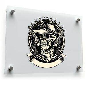 Cowboy Skull with Revolvers Vinyl Decal