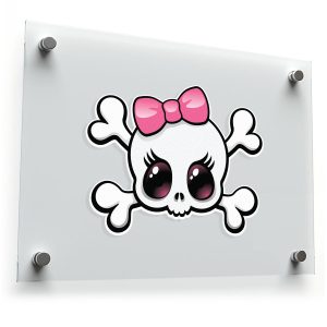 Cute Skull with Pink Bow Vinyl Decal