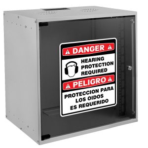 Alternative view of Danger Hearing Protection Required Bilingual Sticker