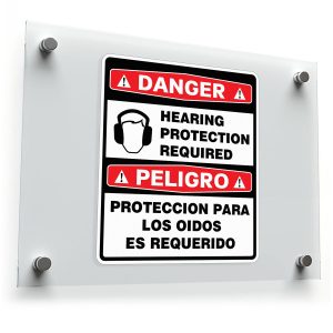 Danger Hearing Protection Required Bilingual Sticker