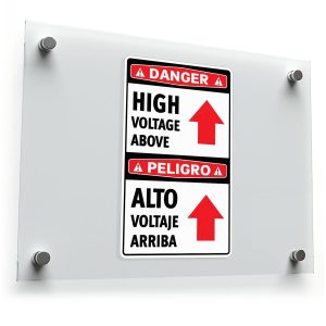 Danger High Voltage Above Bilingual Vinyl Sticker