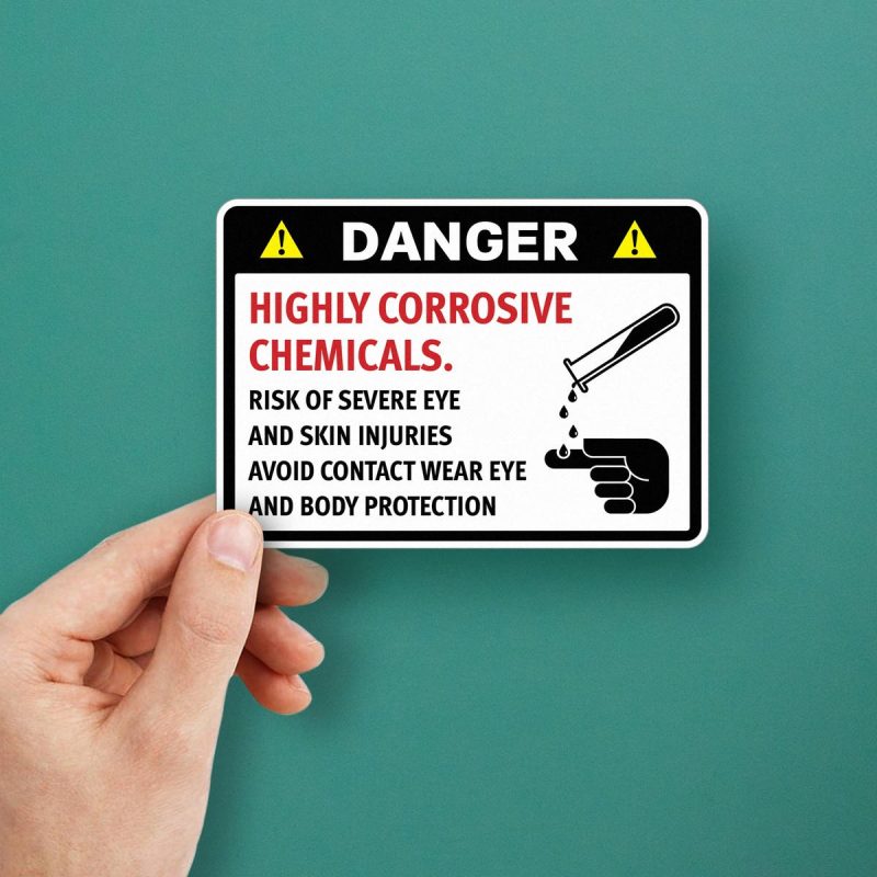 Danger Highly Corrosive Chemicals Sticker - Stickers Factory