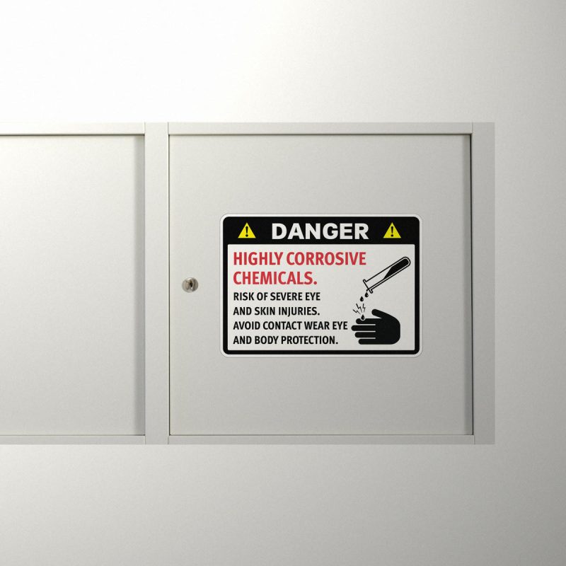 Danger: Highly Corrosive Chemicals Safety Sticker - Stickers Factory