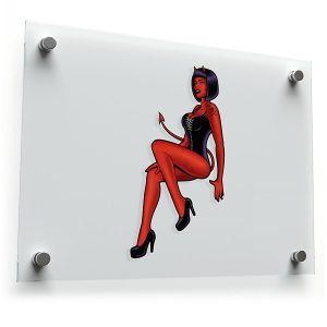 Devil Pin-Up Girl Vinyl Sticker – Sexy Retro