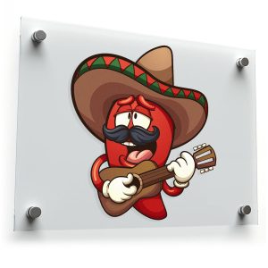 Fiery Chili Pepper with Sombrero Vinyl Sticker