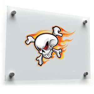 Flaming Skull and Crossbones Vinyl Sticker