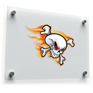 Flaming Skull and Crossbones Sticker