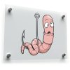Funny Cartoon Worm on Hook Sticker