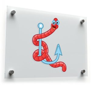 Funny Worm on Hook Sticker