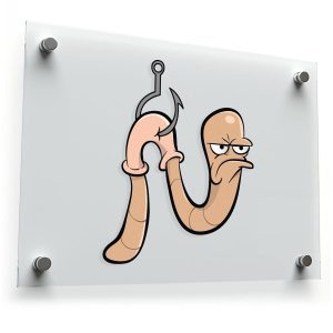 Funny Worm on Hook Vinyl Decal