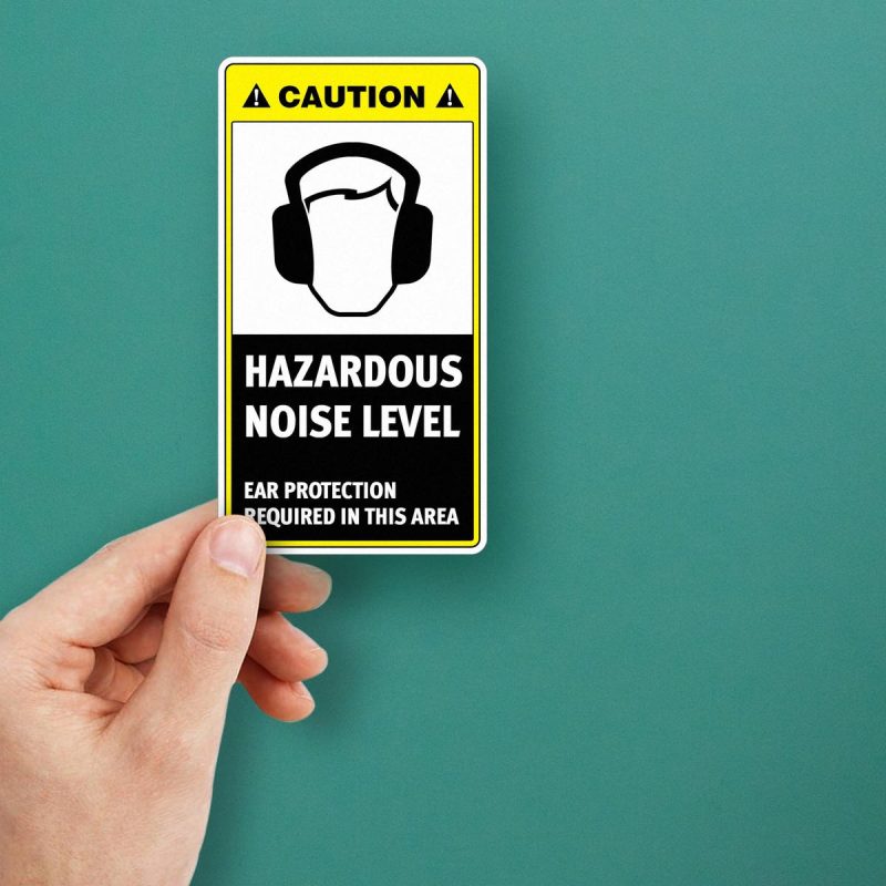 Hazardous Noise Level Warning Sticker - Stickers Factory