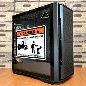 Alternative view of Humorous Asphalt Compactor Danger Sticker