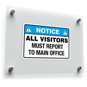 Notice All Visitors Must Report to Main Office Sign