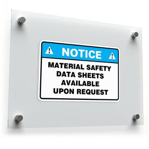 "Notice: Material Safety Data Sheets Available" Sign Sticker