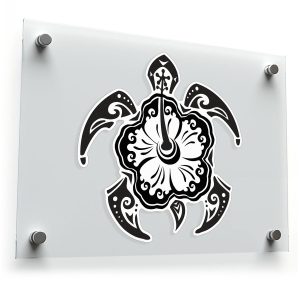 Polynesian Turtle and Hibiscus Flower Sticker