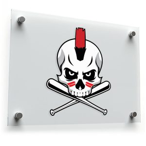 Punk Skull with Baseball Bats Vinyl Sticker