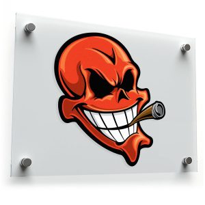 Red Skull with Cigar Cartoon Sticker
