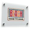 Retro Beach 50m Directional Sign Vinyl Decal 1