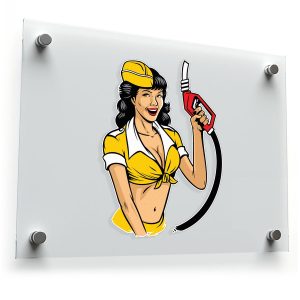 Retro Pin-Up Gas Station Attendant Vinyl Sticker