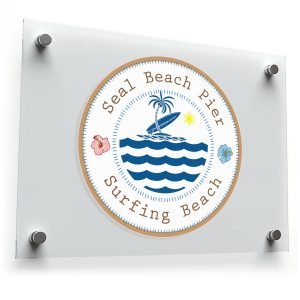 Seal Beach Pier Surfing Beach Vinyl Sticker