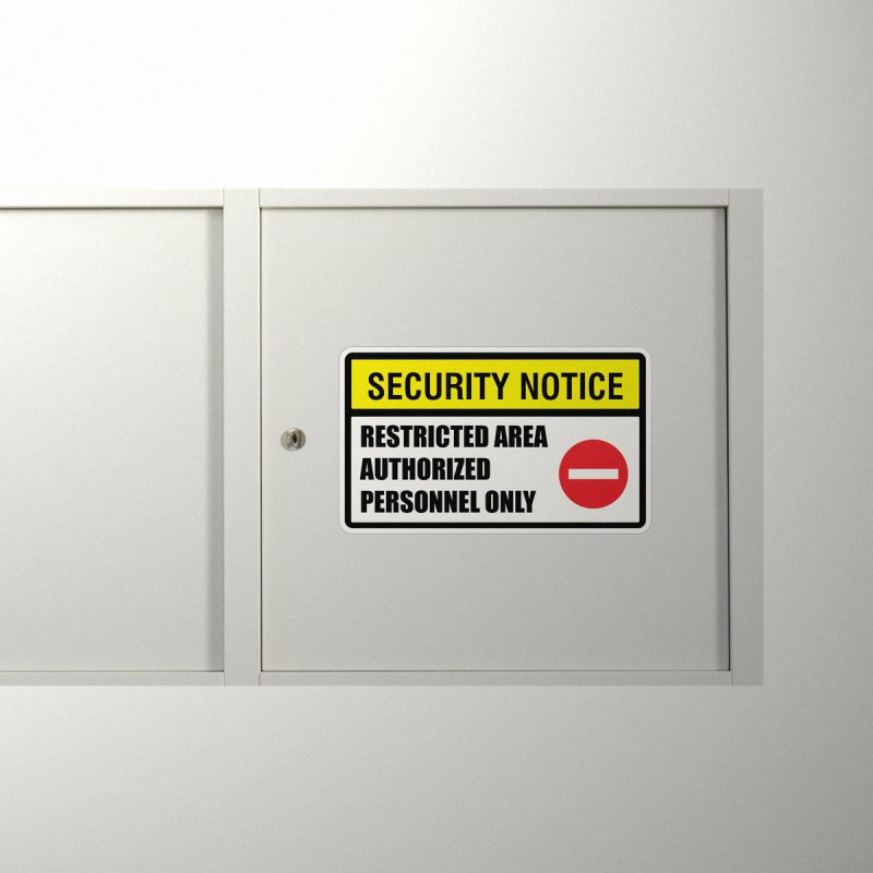Security Notice Restricted Area Sticker - Stickers Factory