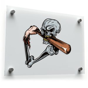 Skeleton Skull with Baseball Bat Decal