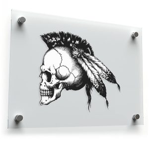 Skull with Feathers Tribal Decal