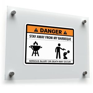 "Stay Away from My Barbeque" Danger Sign Sticker