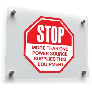 "Stop: More Than One Power Source" Safety Sign Vinyl Sticker
