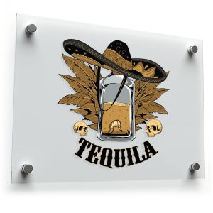 Tequila Bottle and Sombrero Sticker