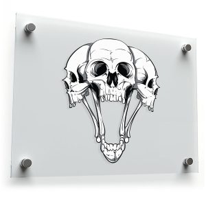 Three-Skull Scream Vinyl Decal – Bold Black