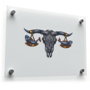 Unique Bull Skull with Fish Scale Sticker