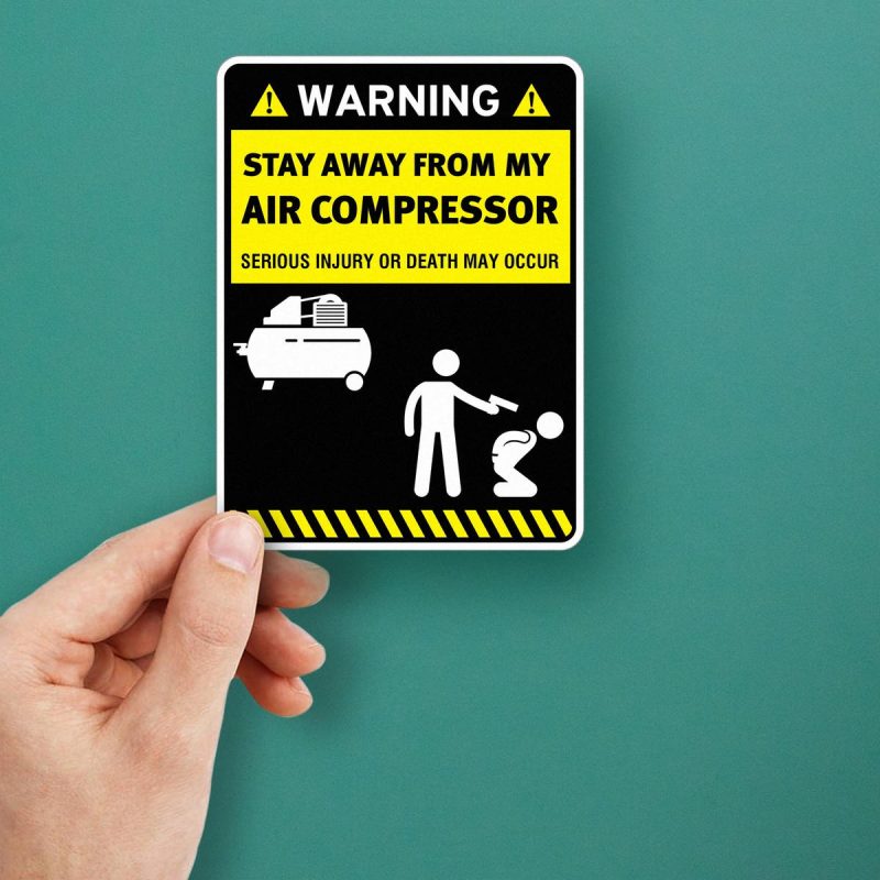 Warning Air Compressor Safety Sticker - Stickers Factory