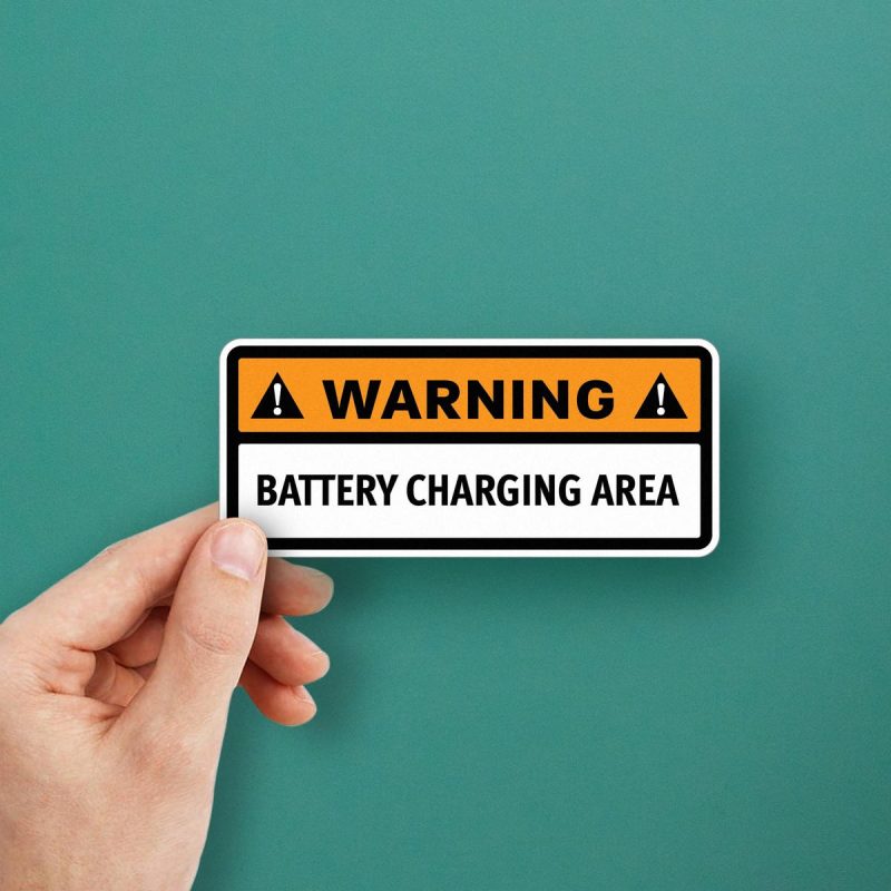 Warning: Battery Charging Area Vinyl Decal - Stickers Factory
