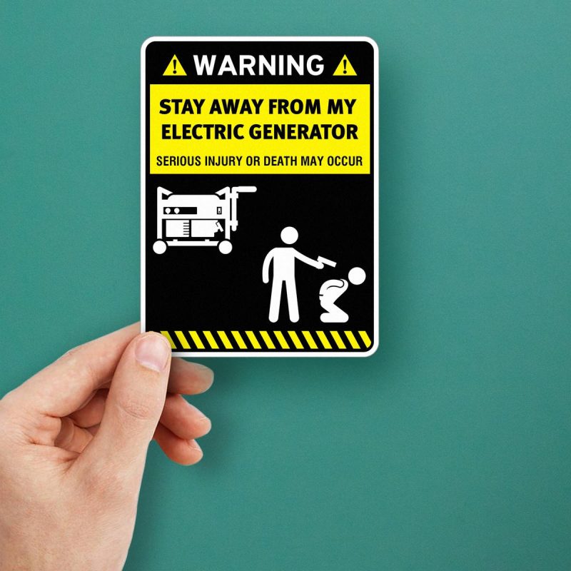 Warning Generator Warning Electric Generator Safety Sticker - Stickers Factory