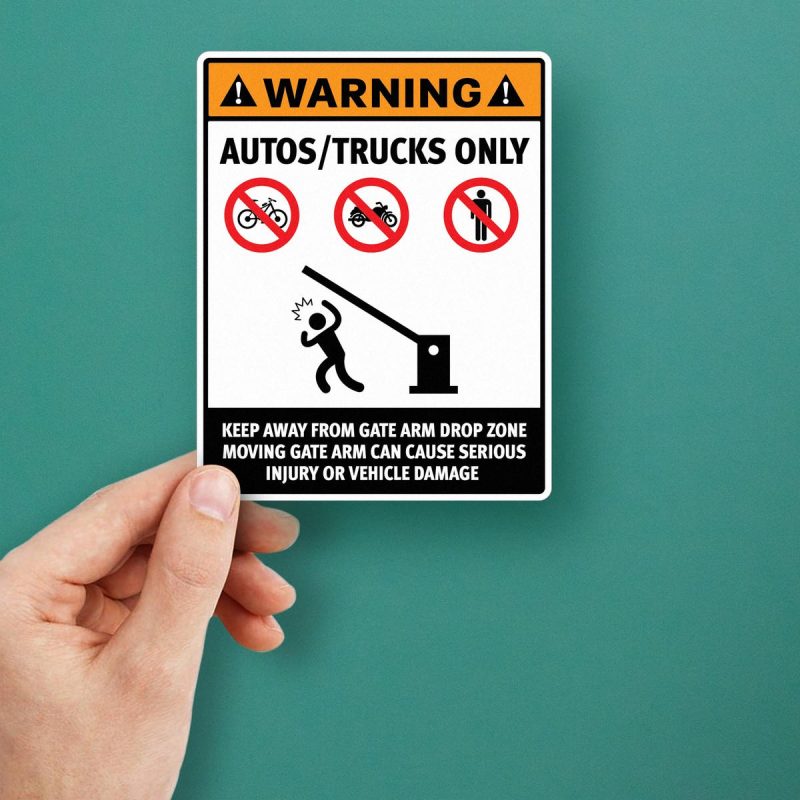 Warning Gate Arm Safety Vinyl Decal - Stickers Factory