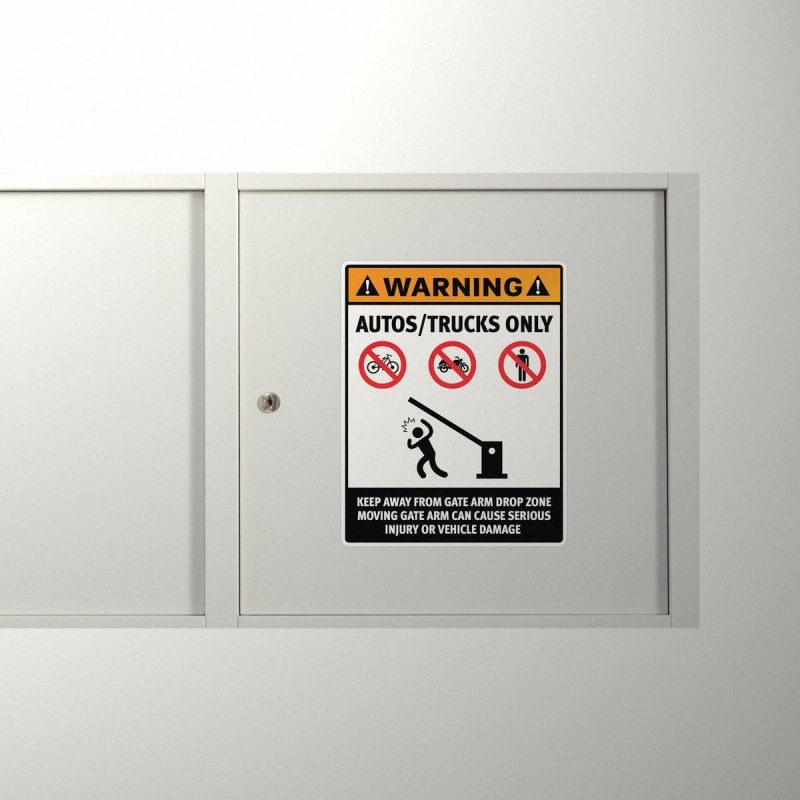 Warning Gate Arm Safety Vinyl Decal - Stickers Factory