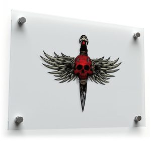 Winged Skull Dagger Vinyl Sticker