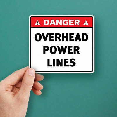 Power Line Stickers Danger Overhead Power Lines Warning Sticker - Stickers Factory