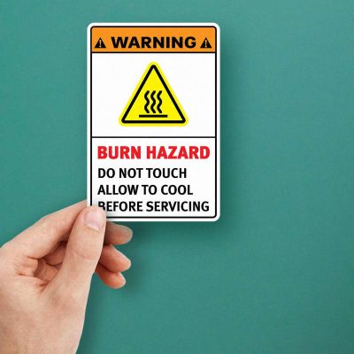 Warning Burn Hazard Safety Sign Sticker - Stickers Factory
