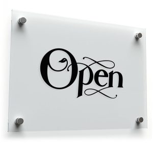 Open" Vinyl Sticker – Elegant Script