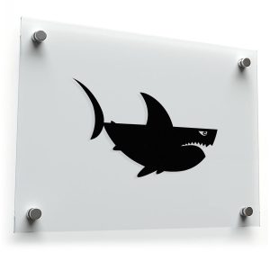 Shark Silhouette Sticker - Black & White