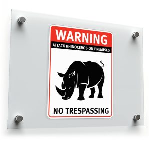 "Warning: Attack Rhinoceros on Premises" Sticker