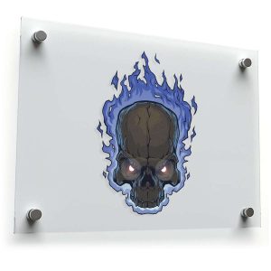 Blue Flame Skull Vinyl Sticker