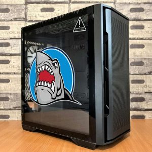 Alternative view of Fierce Shark Decal – Red and gray shark illustration