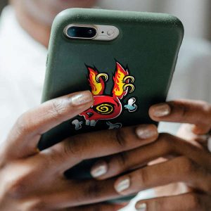 Alternative view of Flaming Bunny Skull Sticker
