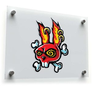 Flaming Bunny Skull Sticker