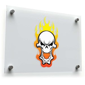 Flaming Skull Decal – Bold Orange