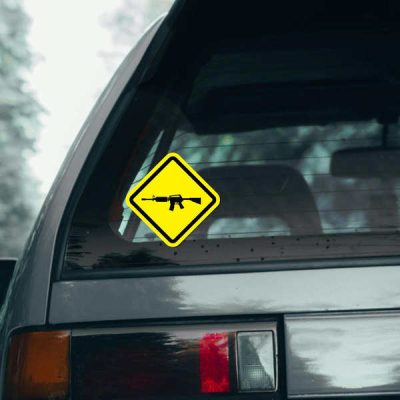 Rifle Warning Sign Sticker - Stickers Factory